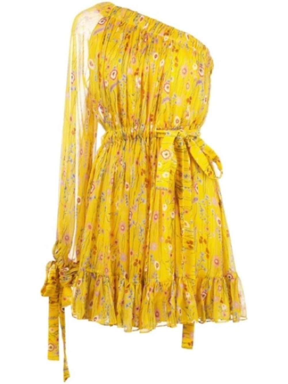 Alexis Yellow Floral One-Shoulder size M